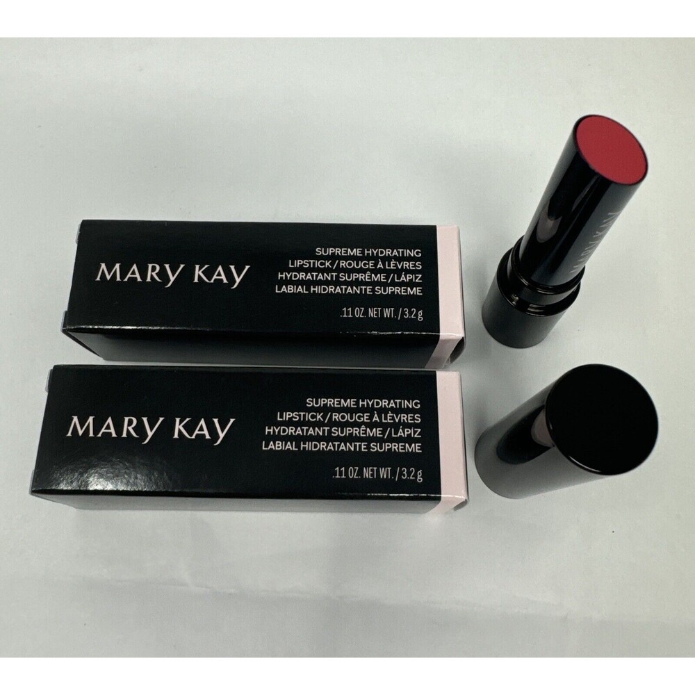 2x New In Box Mary Kay Supreme Hydrating Lipstick Festive Pink Full Size 155218